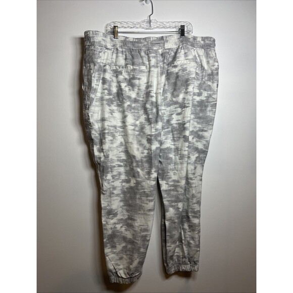 Athleta‎ Printed Farallon Jogger Women's 26 White Gray Tapered Leg Sweatpants - Picture 2 of 3